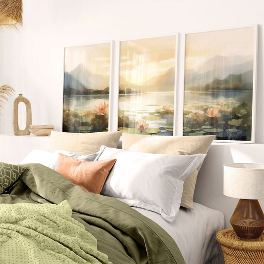 Sea and Mountain Watercolor Art, Nature Landscape Decor, Wall Prints - WildfieldPrints