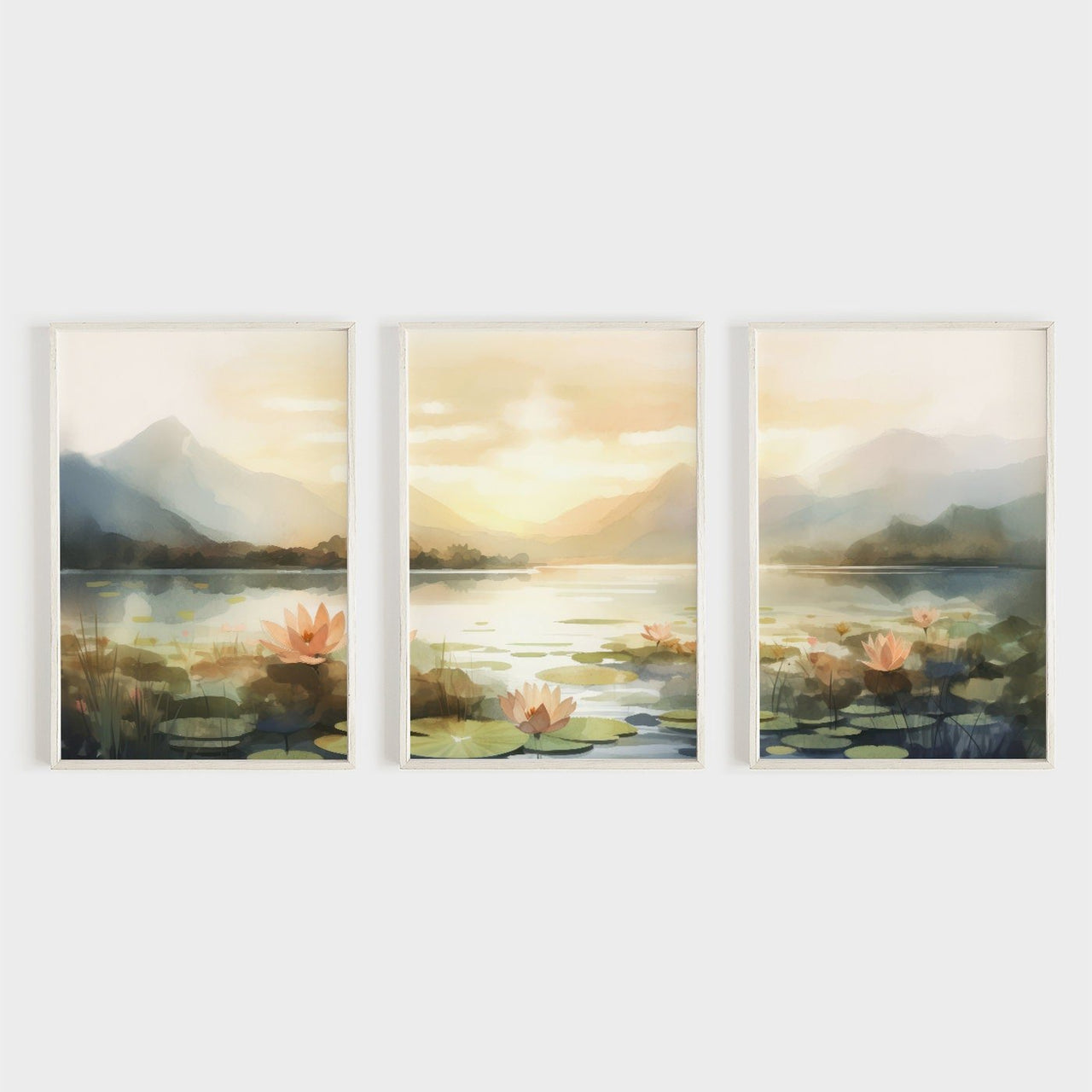 Sea and Mountain Wall Art – Nature Living Room Print • Set of 3