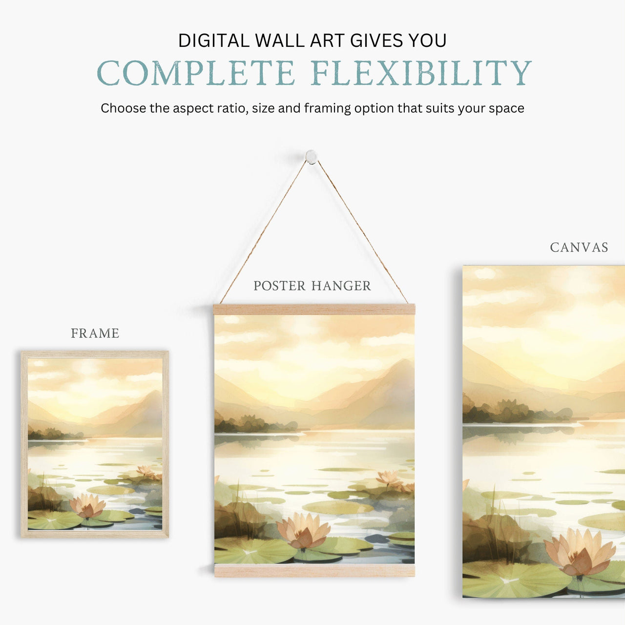 Sea and Mountain Wall Art – Nature Living Room Print • Set of 3
