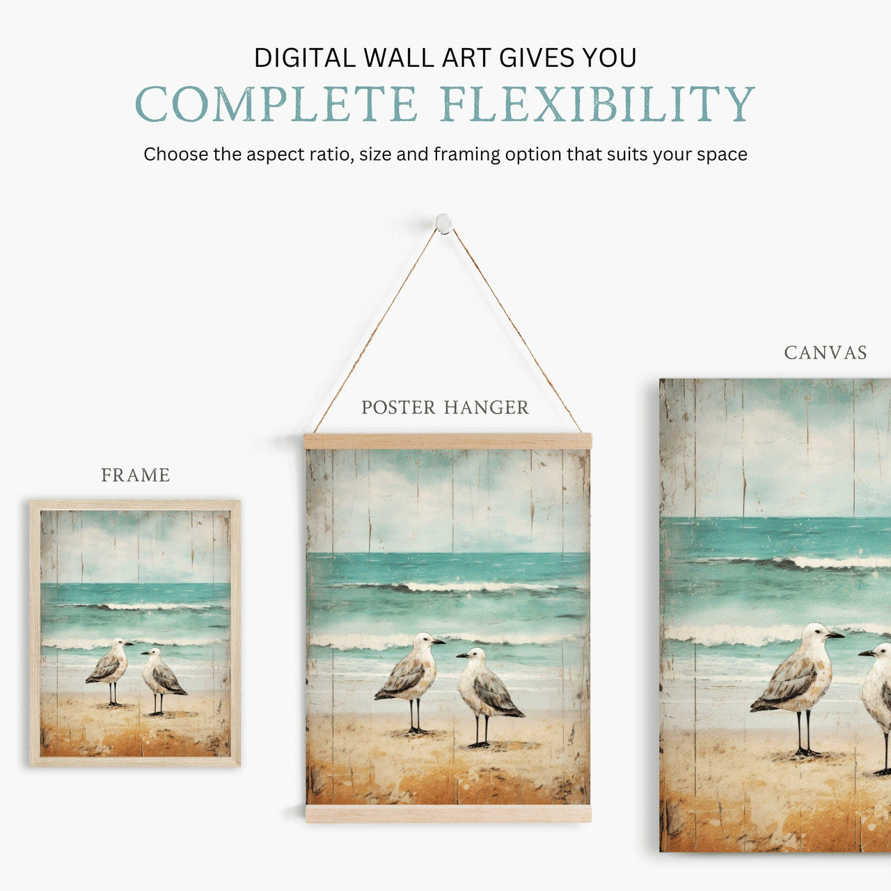 Seagull Wall Art – Coastal Nursery Print
