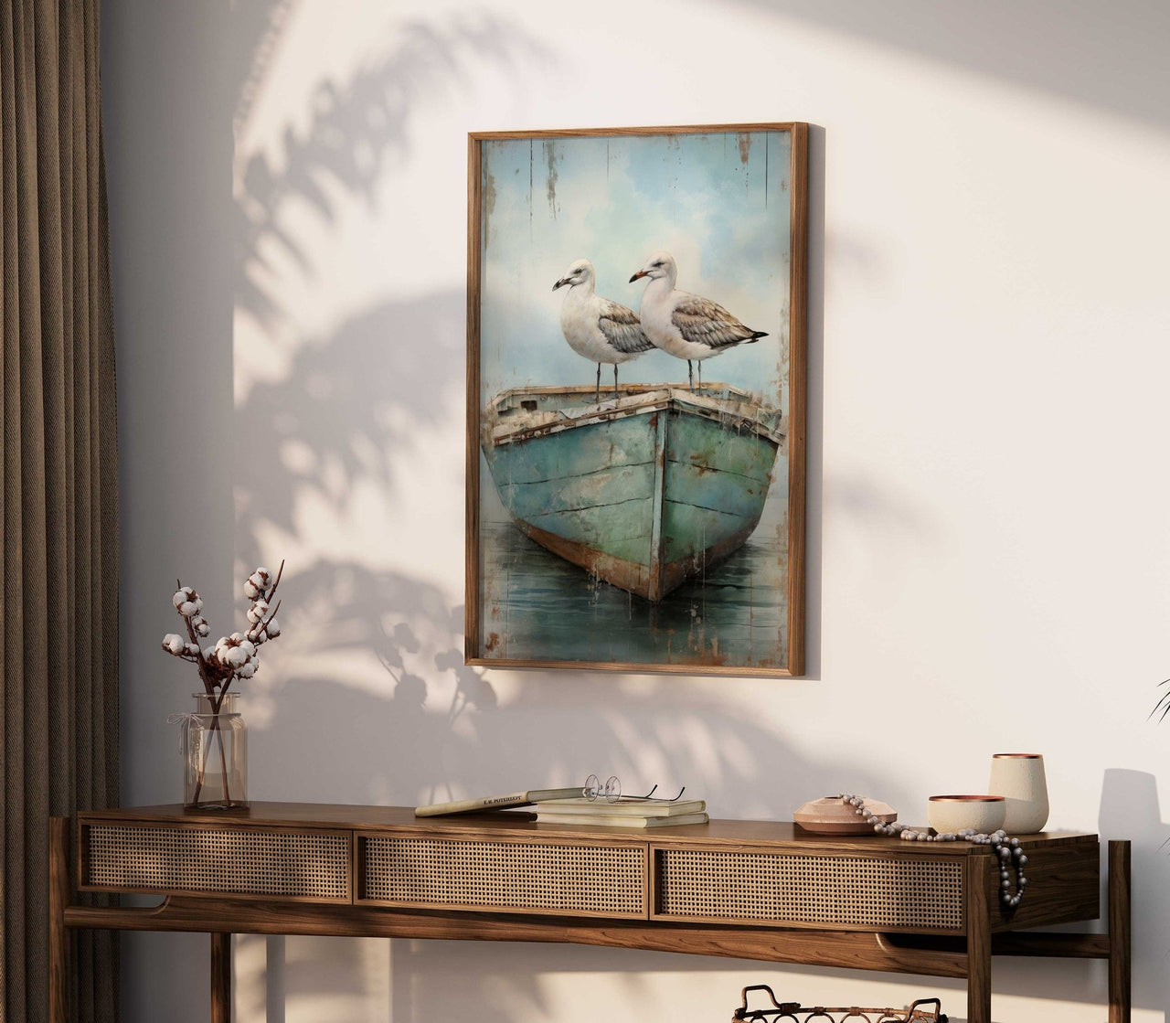 Seagull Wall Art – Coastal Bird Print for Nautical Room