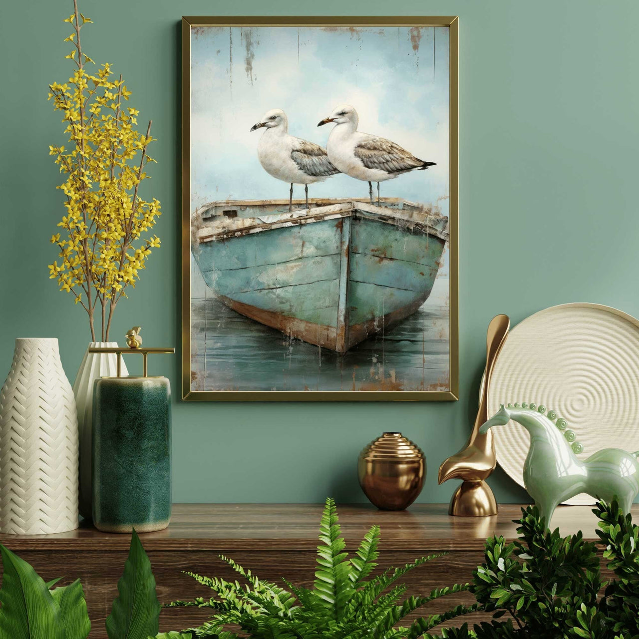 Seagull Wall Art – Coastal Bird Print for Nautical Room