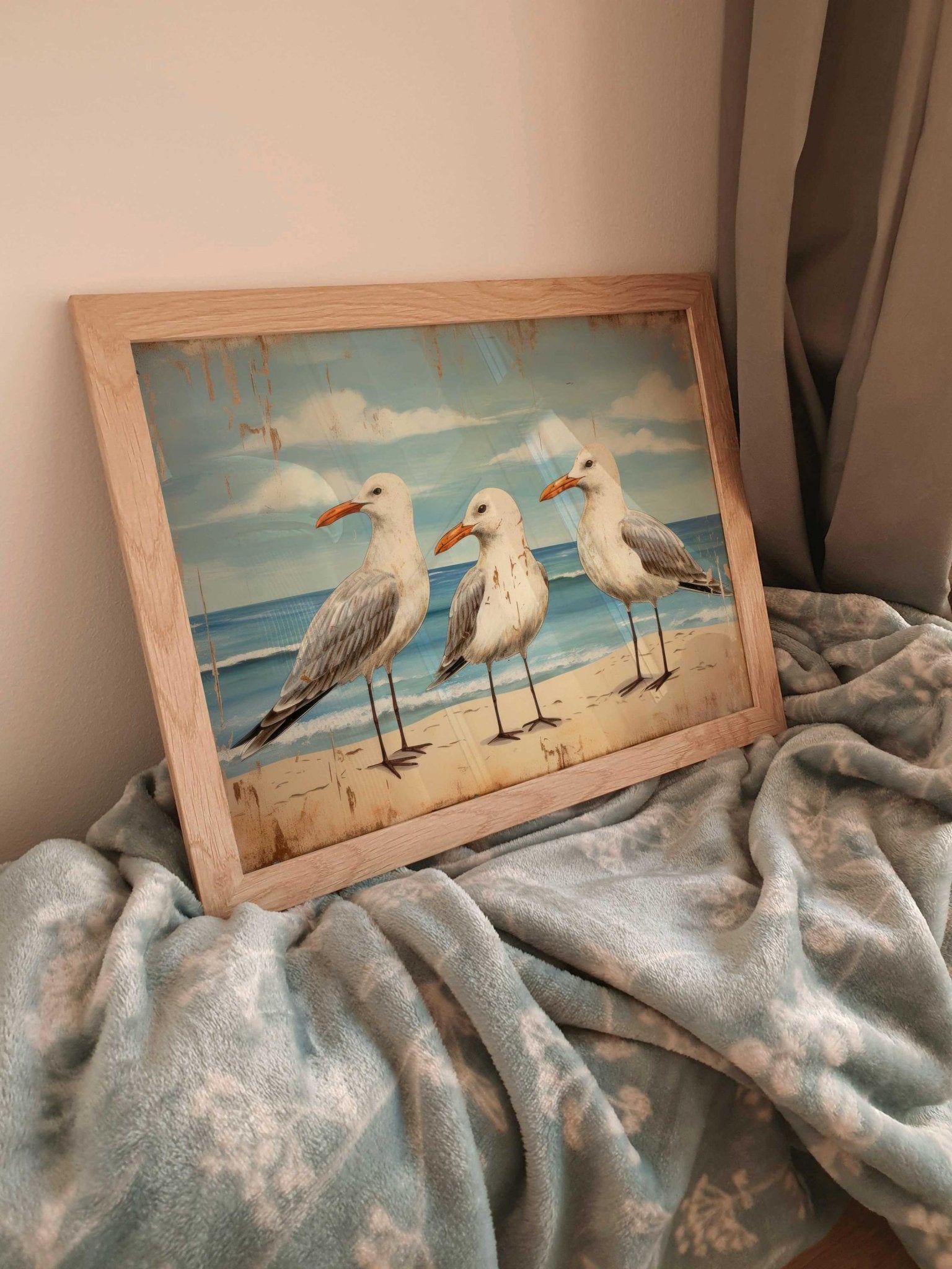 Seagull Wall Art, Sea Birds, Sea Gull Print, Row Boat Wall Art, Sea & Coastal Landscape Decor, Nautical Home Decor, Printable Bird Wall Art - My Store