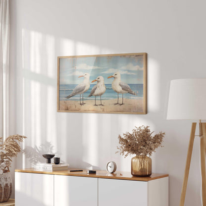 Seagull Wall Art, Sea Birds, Sea Gull Print, Row Boat Wall Art, Sea & Coastal Landscape Decor, Nautical Home Decor, Printable Bird Wall Art - My Store
