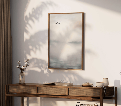 Serenity by the Lake, Abstract Watercolor Wall Art, Muted Blues - WildfieldPrints
