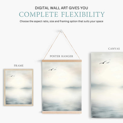 Serenity by the Lake, Abstract Watercolor Wall Art, Muted Blues - WildfieldPrints