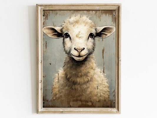Sheep Art Print, Vintage Animal Decor, Farmhouse Wall Art - WildfieldPrints