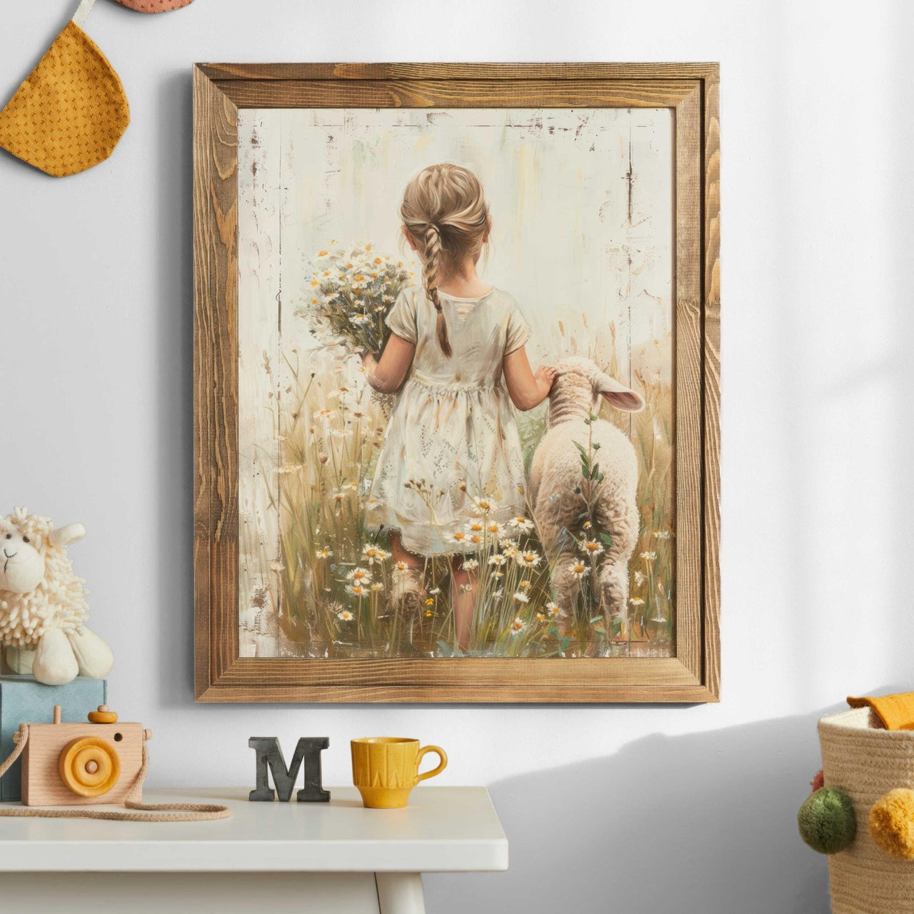 Sheep Wall Art – Farm Nursery Print for Girls Room