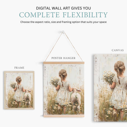 Sheep Nursery Decor, Farmhouse Wall Art, Vintage Girls Room Decor - WildfieldPrints