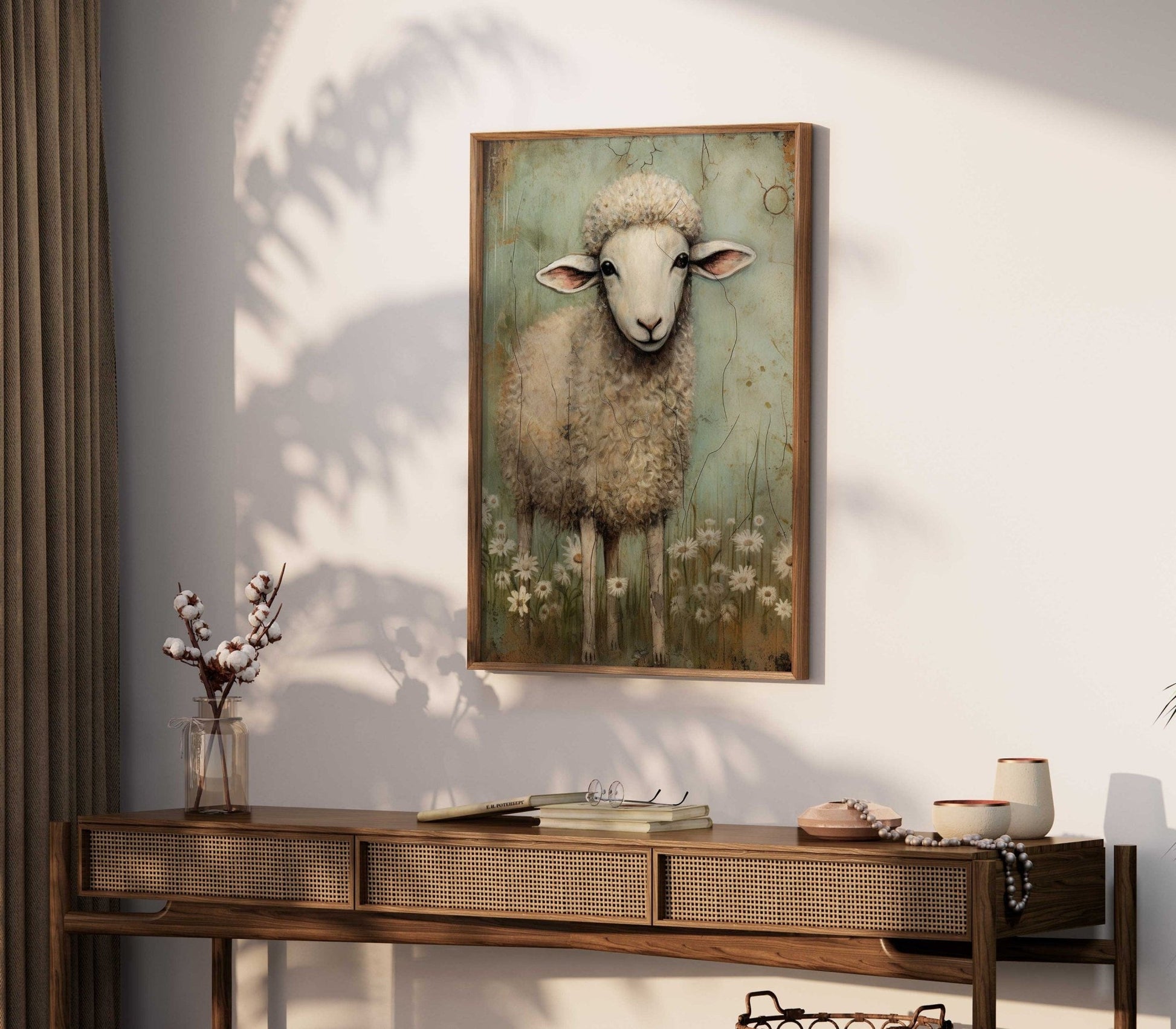 Sheep Wall Art, Vintage Farm Animal Decor, Country Style Home Accent - WildfieldPrints