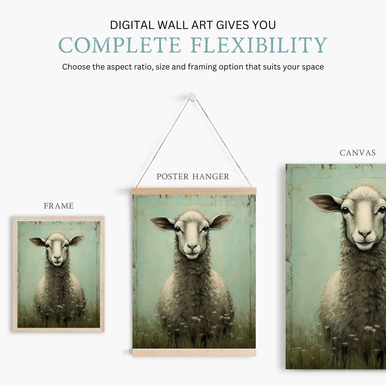 Sheep Wall Art – Farm Living Room Print