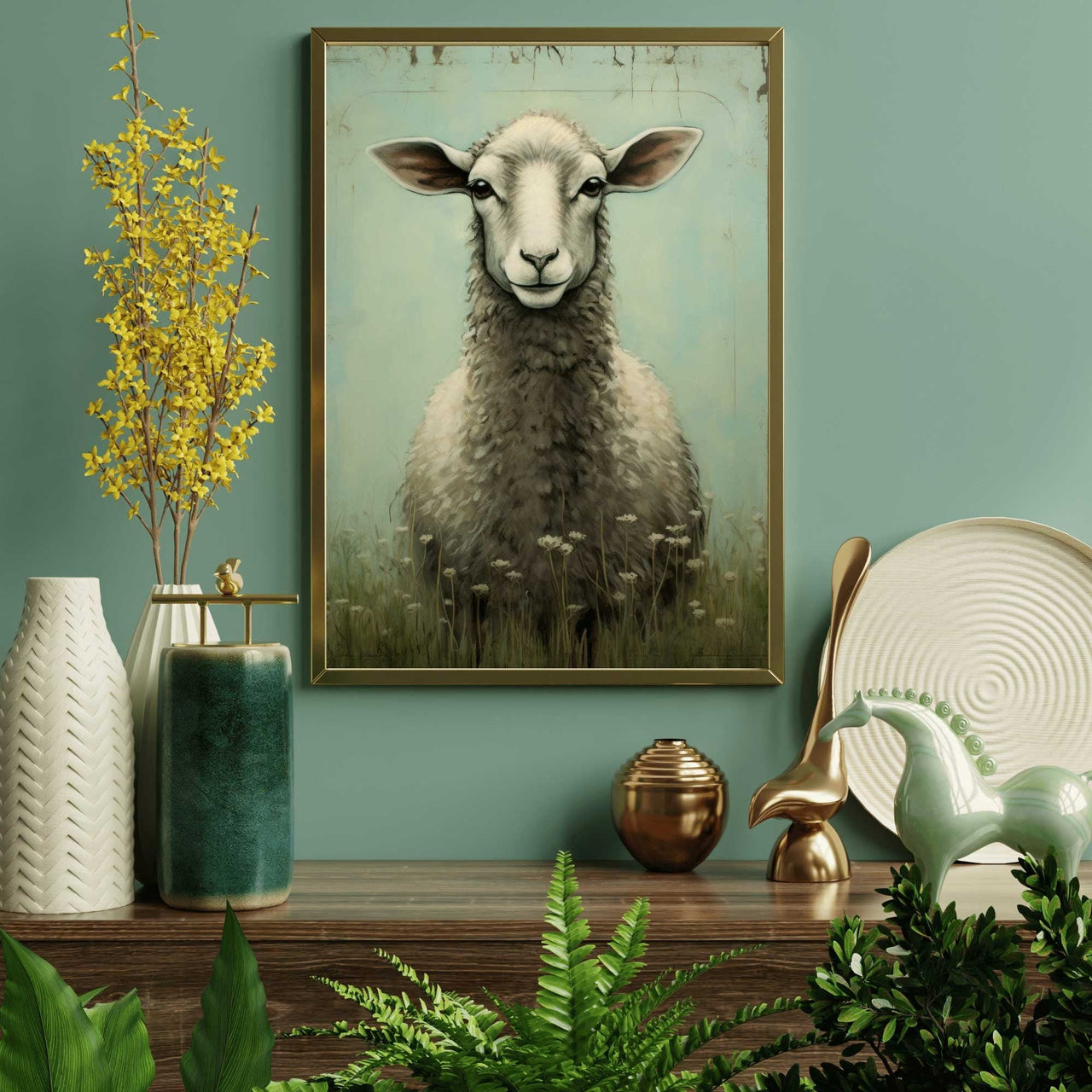 Sheep Wall Art – Farm Living Room Print