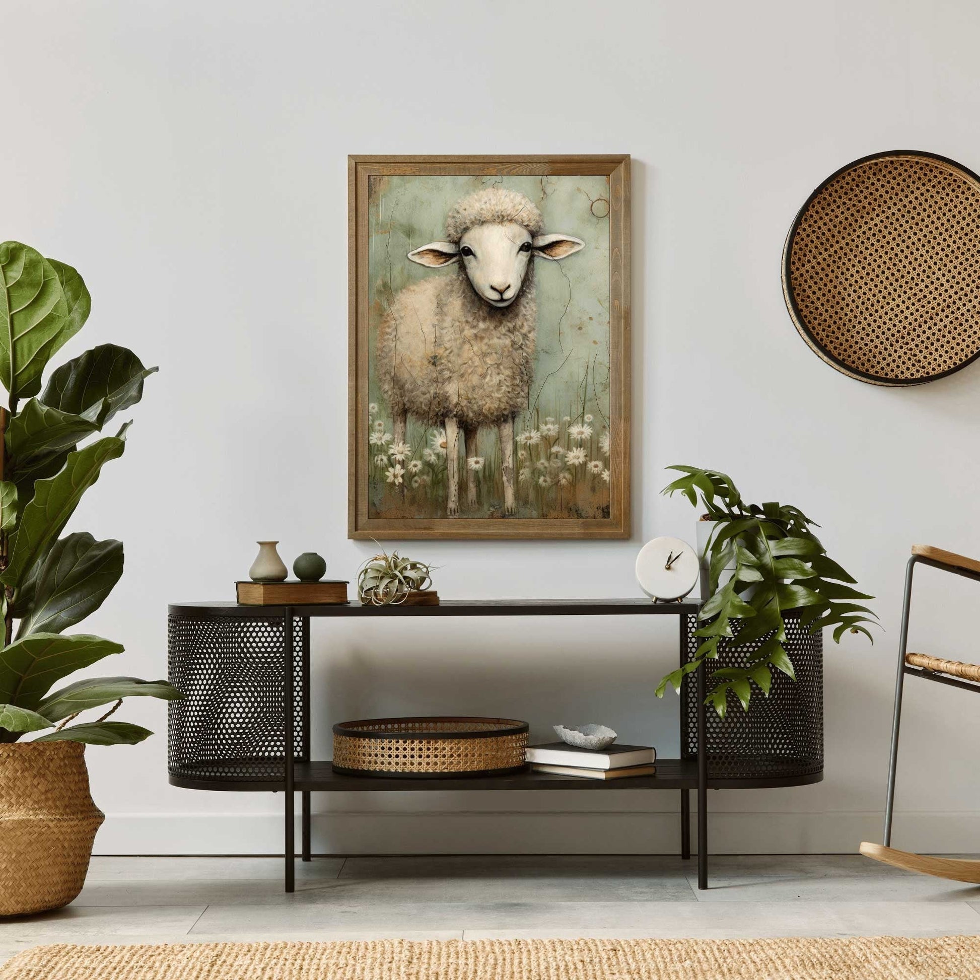Sheep Wall Art, Vintage Farm Animal Decor, Country Style Home Accent - WildfieldPrints