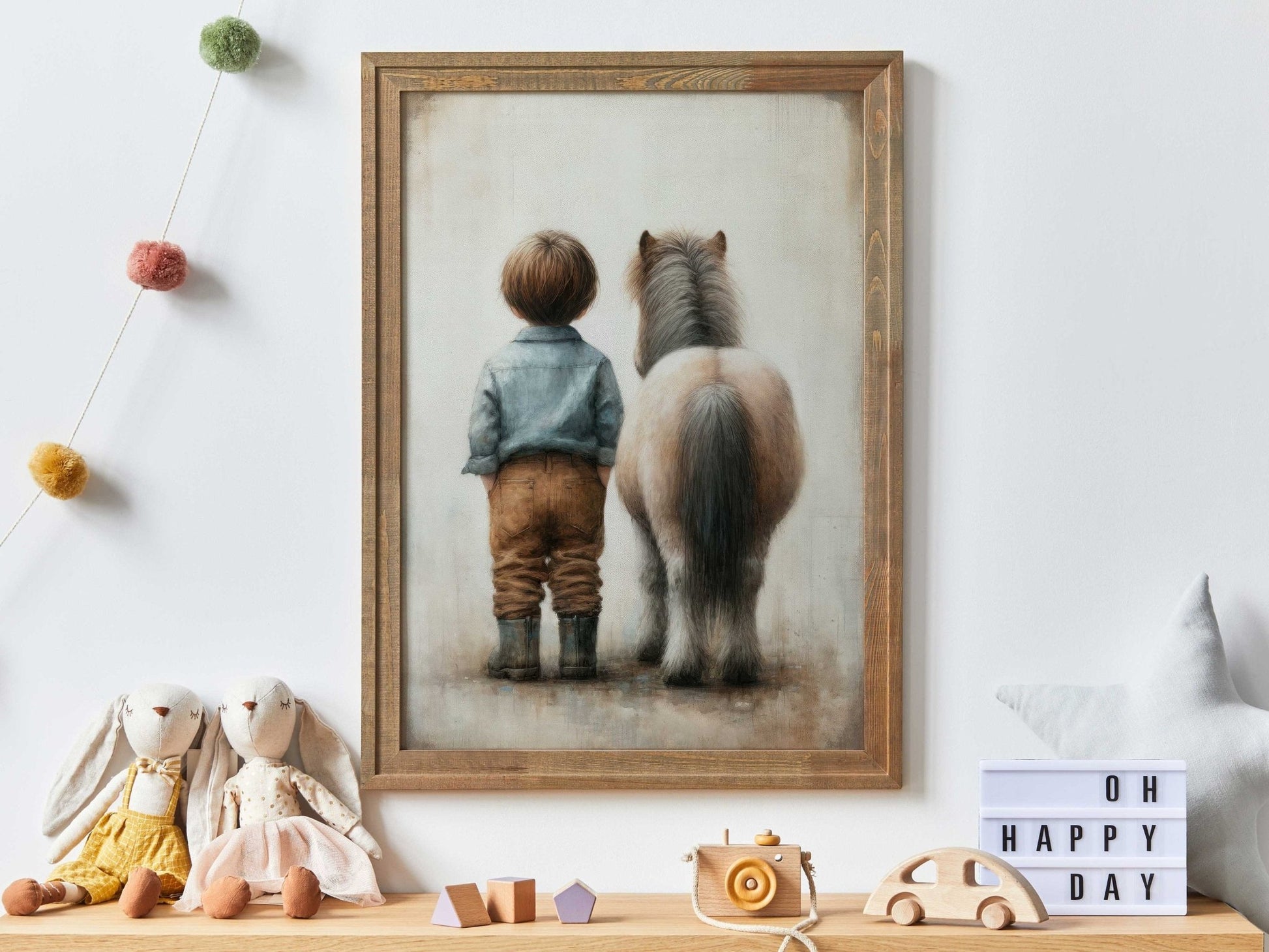 Shetland Pony Nursery Art, Boy & Pony Print, Horse Wall Decor - WildfieldPrints