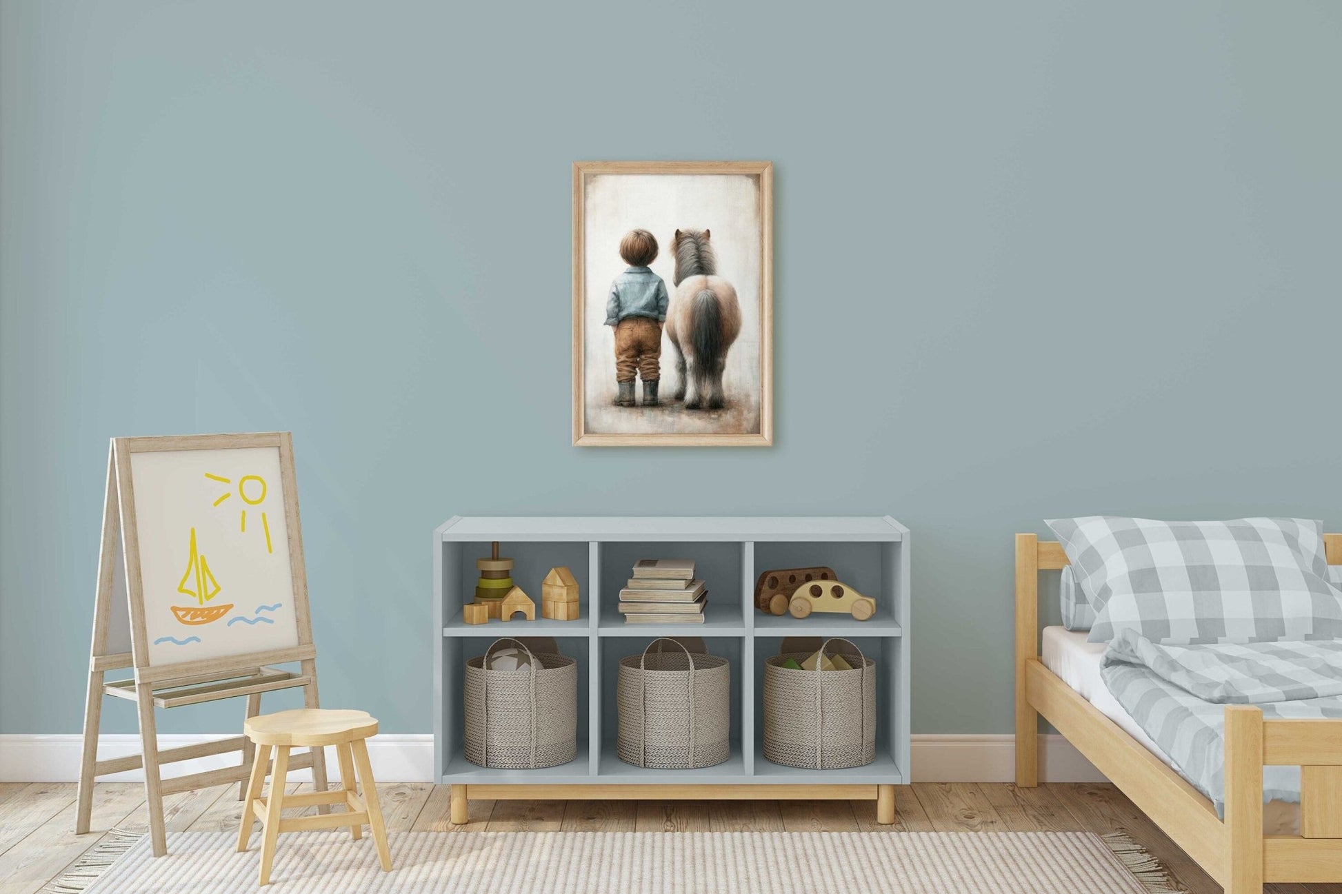 Shetland Pony Nursery Art, Boy & Pony Print, Horse Wall Decor - WildfieldPrints