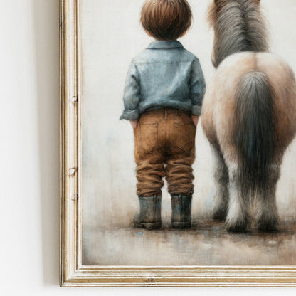 Shetland Pony Nursery Art, Boy & Pony Print, Horse Wall Decor - WildfieldPrints