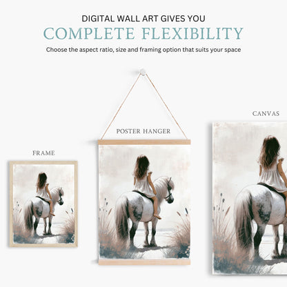 Shetland Pony Nursery Decor, Girl & Horse Wall Art, Riding Horse Print - WildfieldPrints