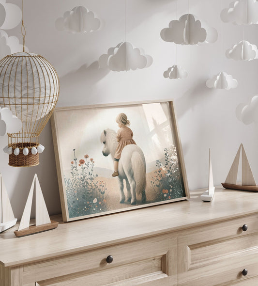 Shetland Pony Print, Horse Nursery Decor, Girls Room Wall Art - WildfieldPrints