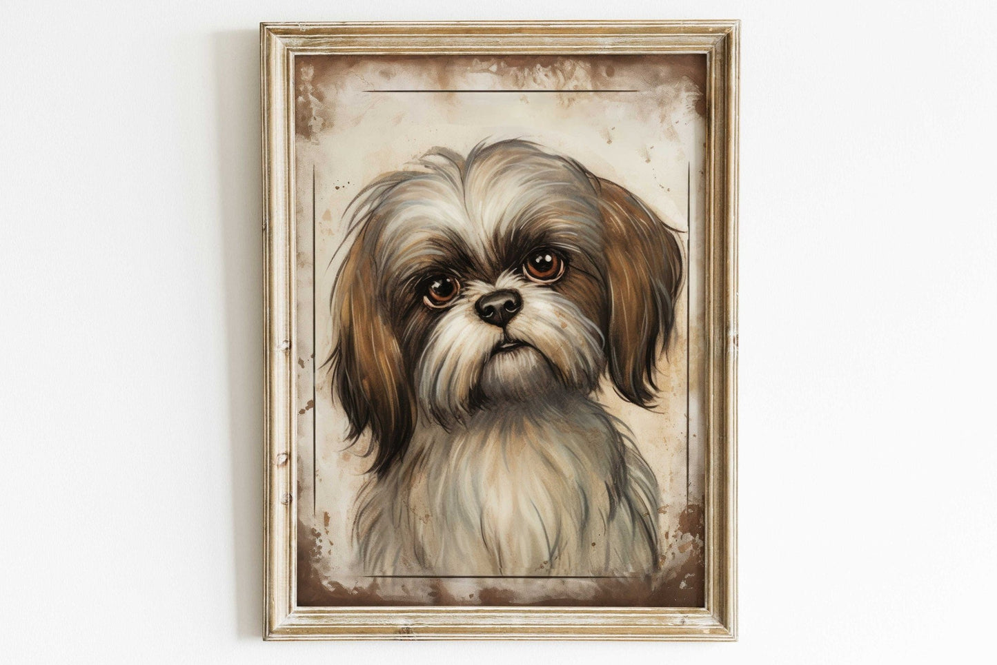 Shih Tzu Art Print, Vintage Dog Decor, Gift for Dog Lovers - WildfieldPrints