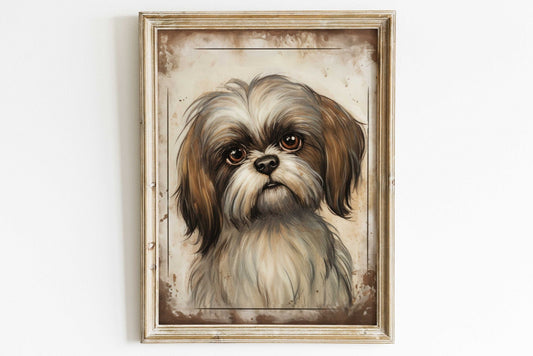 Shih Tzu Art Print, Vintage Dog Decor, Gift for Dog Lovers - WildfieldPrints