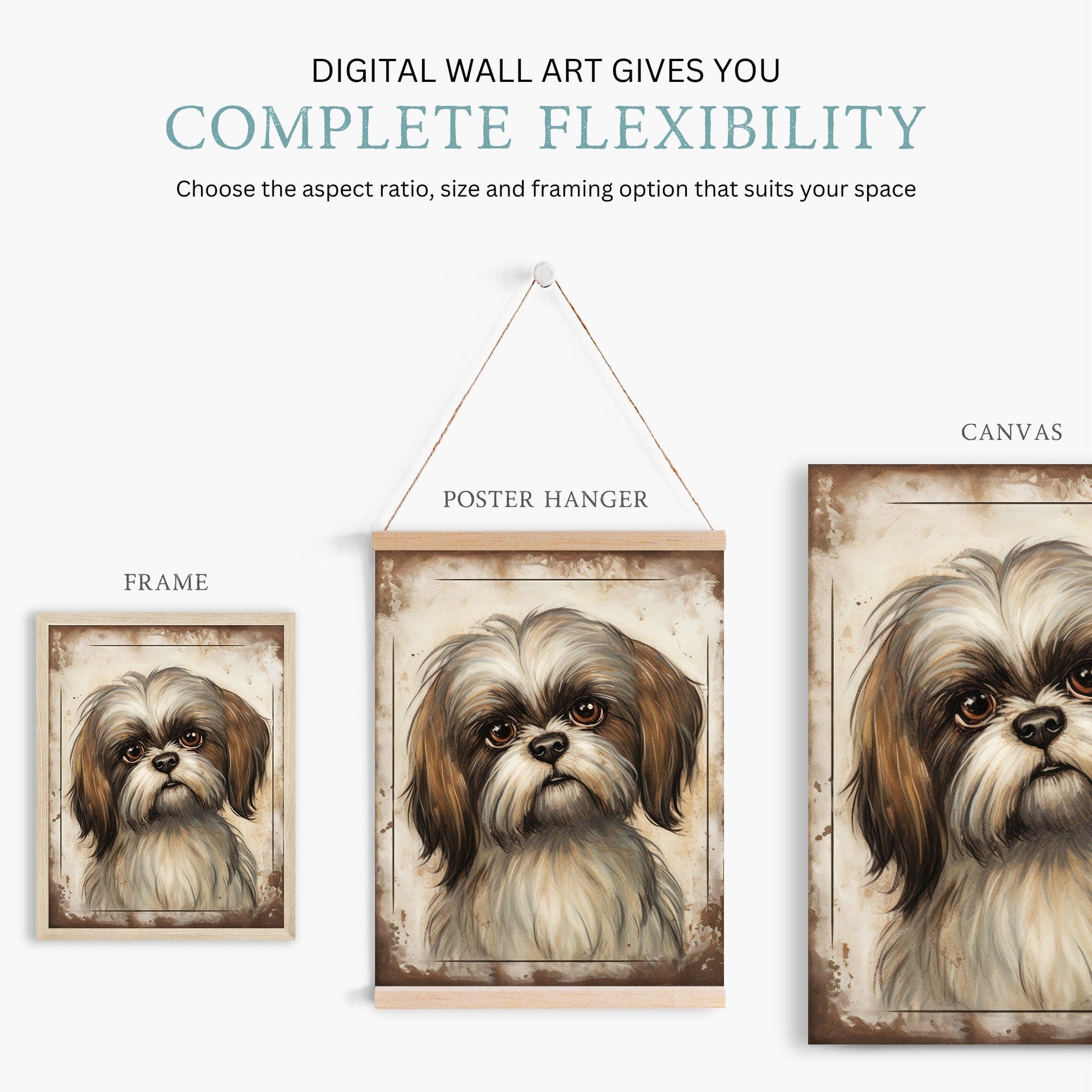 Shih Tzu Art Print, Vintage Dog Decor, Gift for Dog Lovers - WildfieldPrints