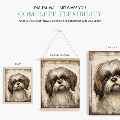 Shih Tzu Art Print, Vintage Dog Decor, Gift for Dog Lovers - WildfieldPrints