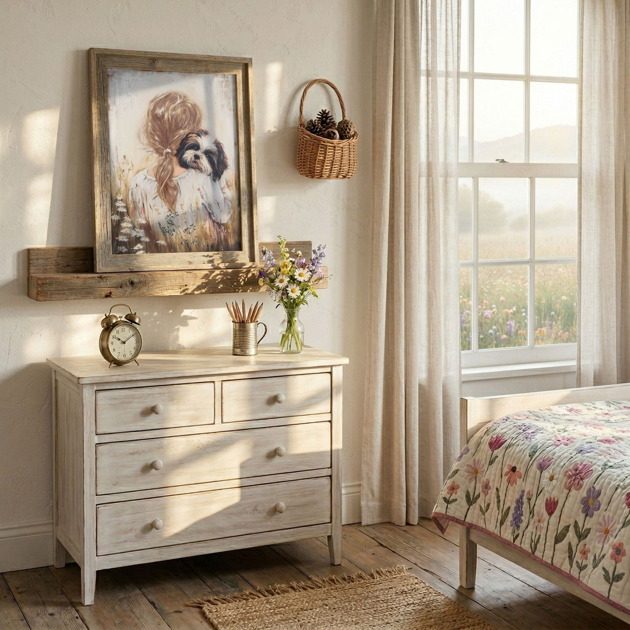 Shih Tzu Wall Art – Dog Nursery Print for Girls