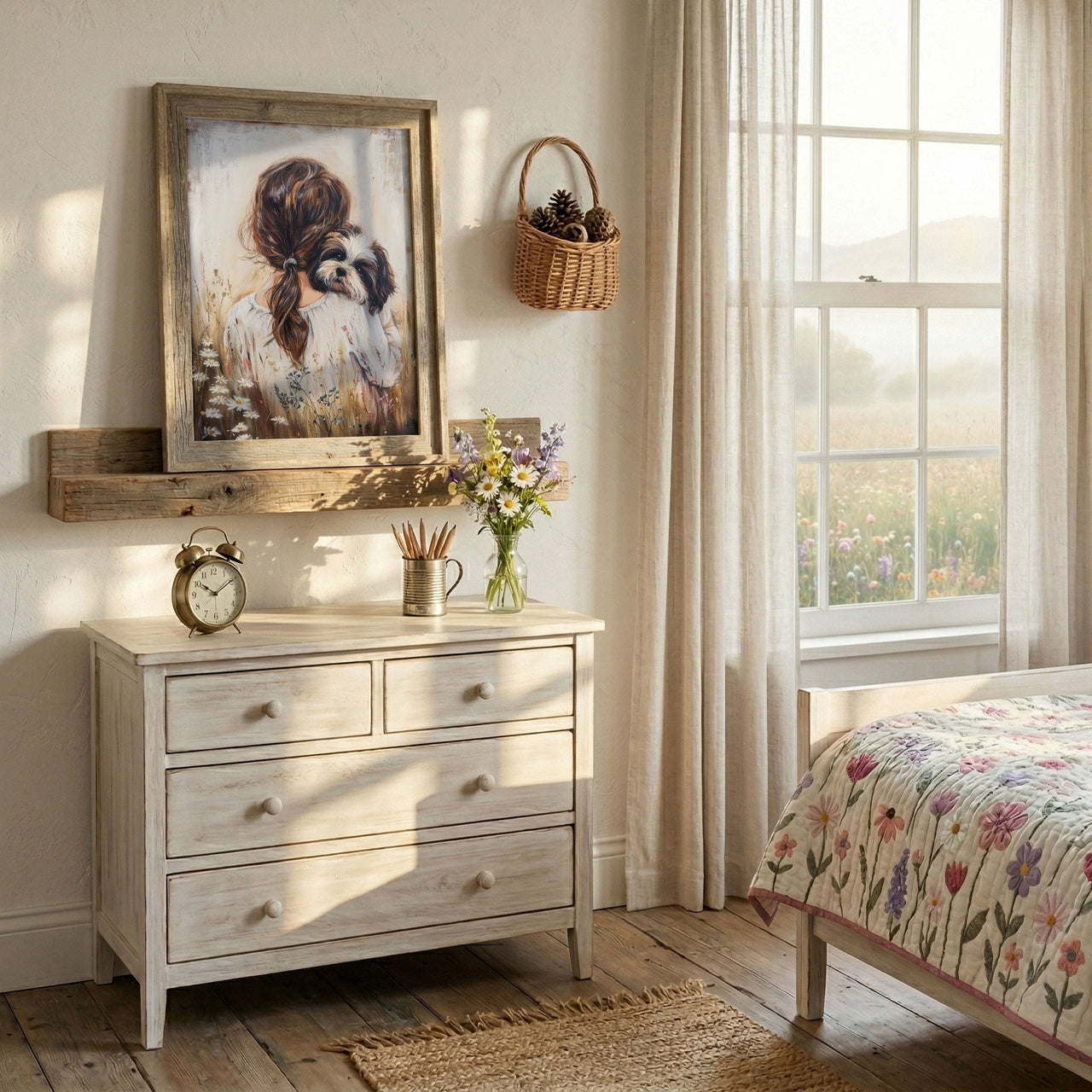 Shih Tzu Wall Art – Dog Nursery Print for Girls Room