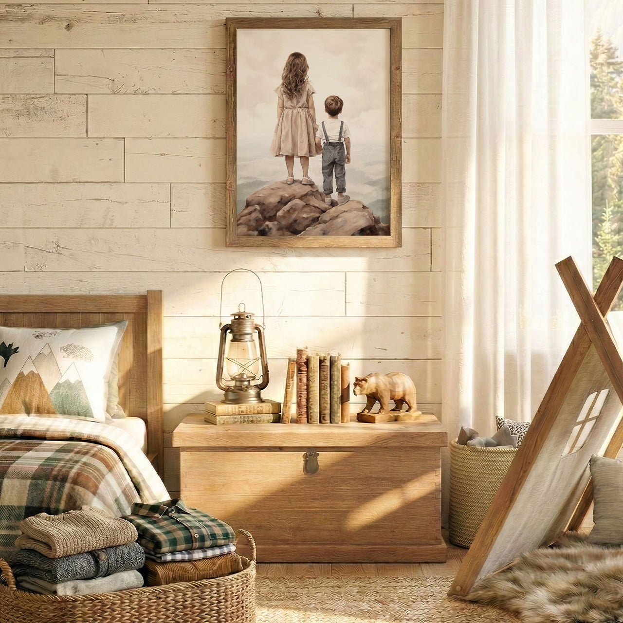 Sibling Mountain Wall Art – Nature Kids Room Decor