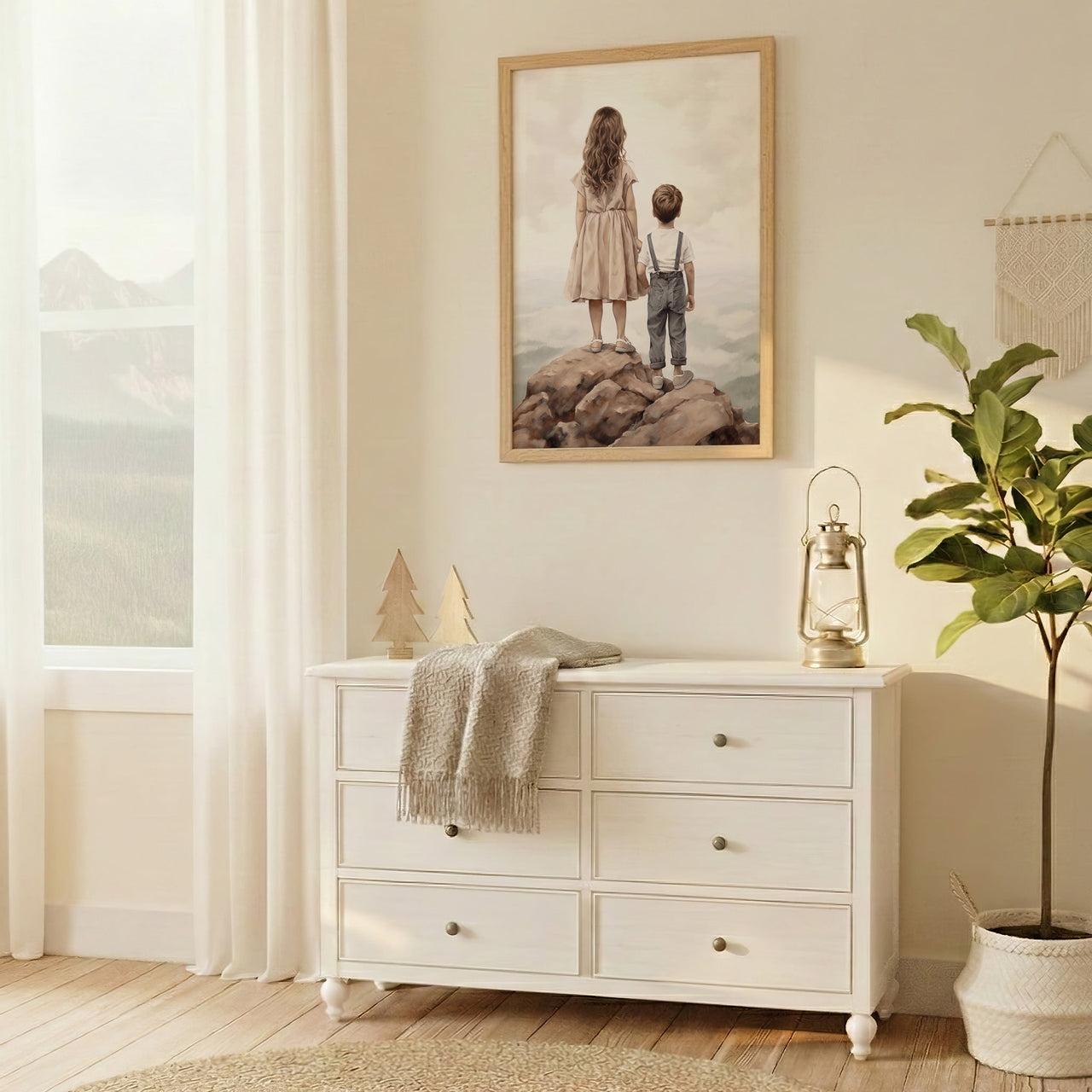 Sibling Mountain Wall Art – Nature Kids Room Decor