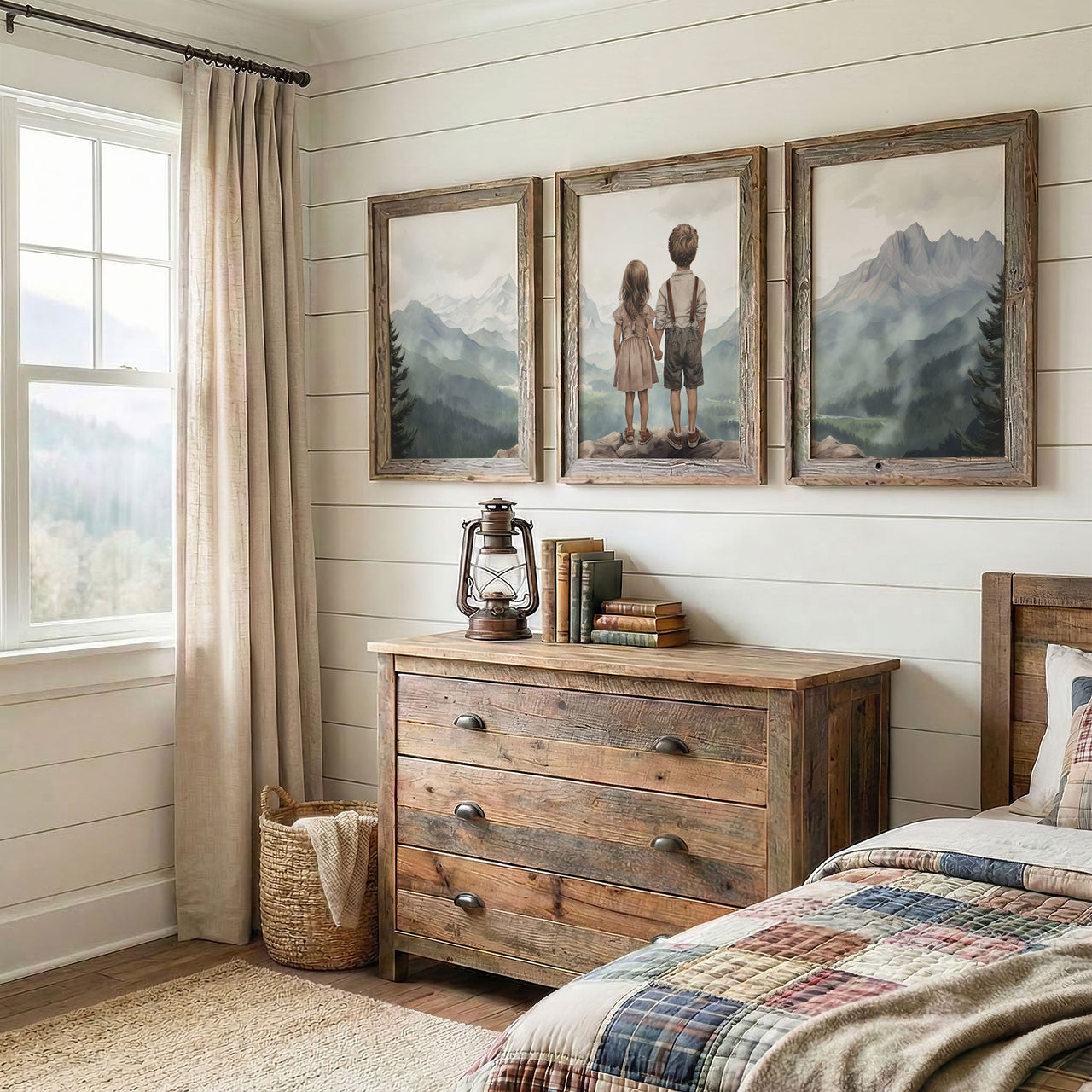 Sibling Mountain Wall Art – Nature Kids Room Decor • Set of 3