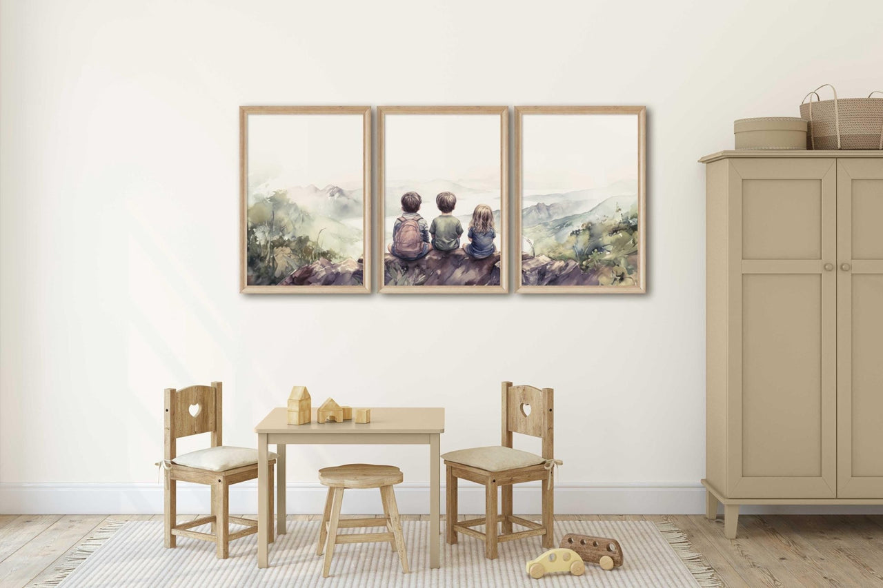 Three Siblings Wall Art – Children Nursery Print • Set of 3