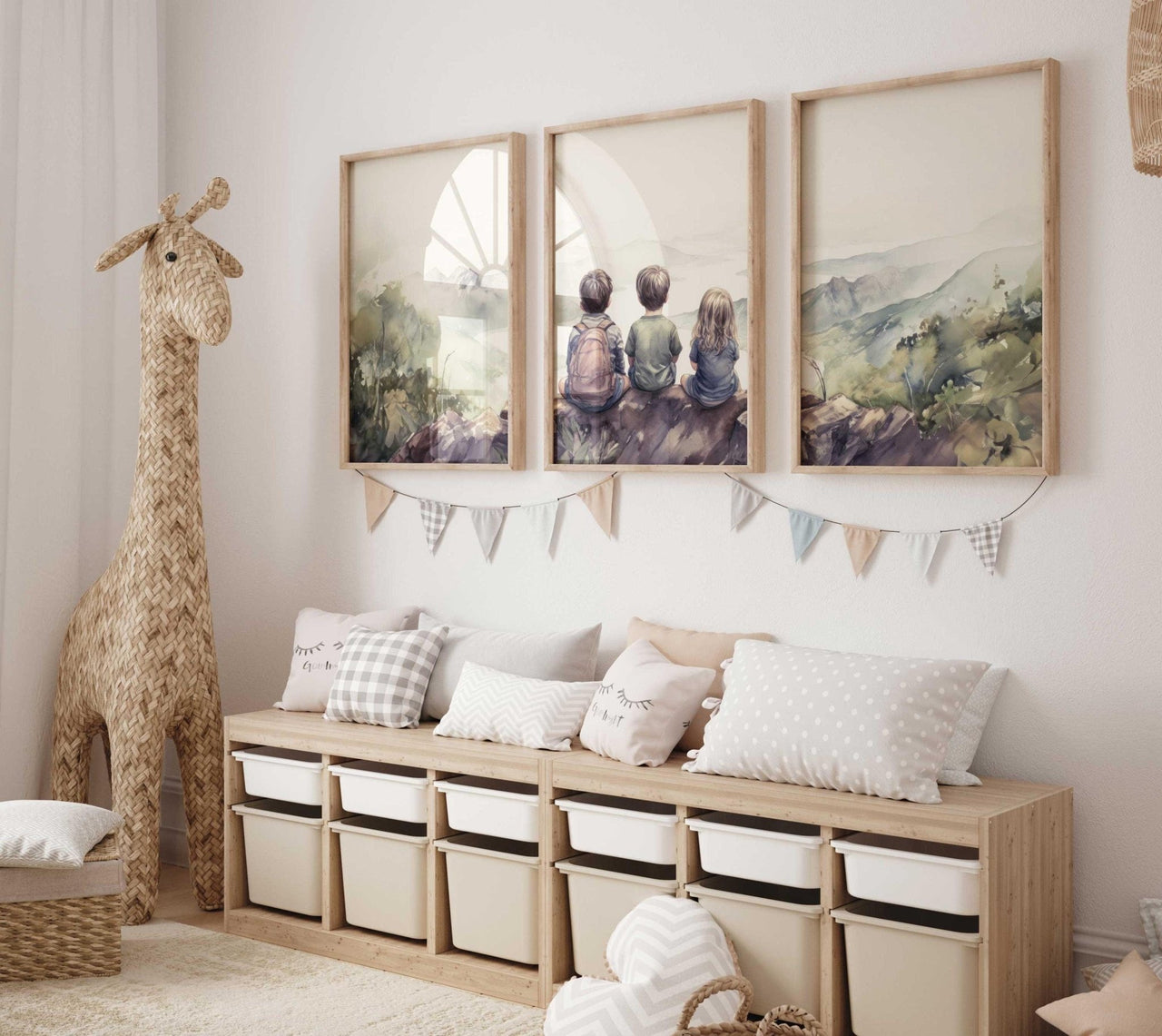 Three Siblings Wall Art – Children Nursery Print • Set of 3