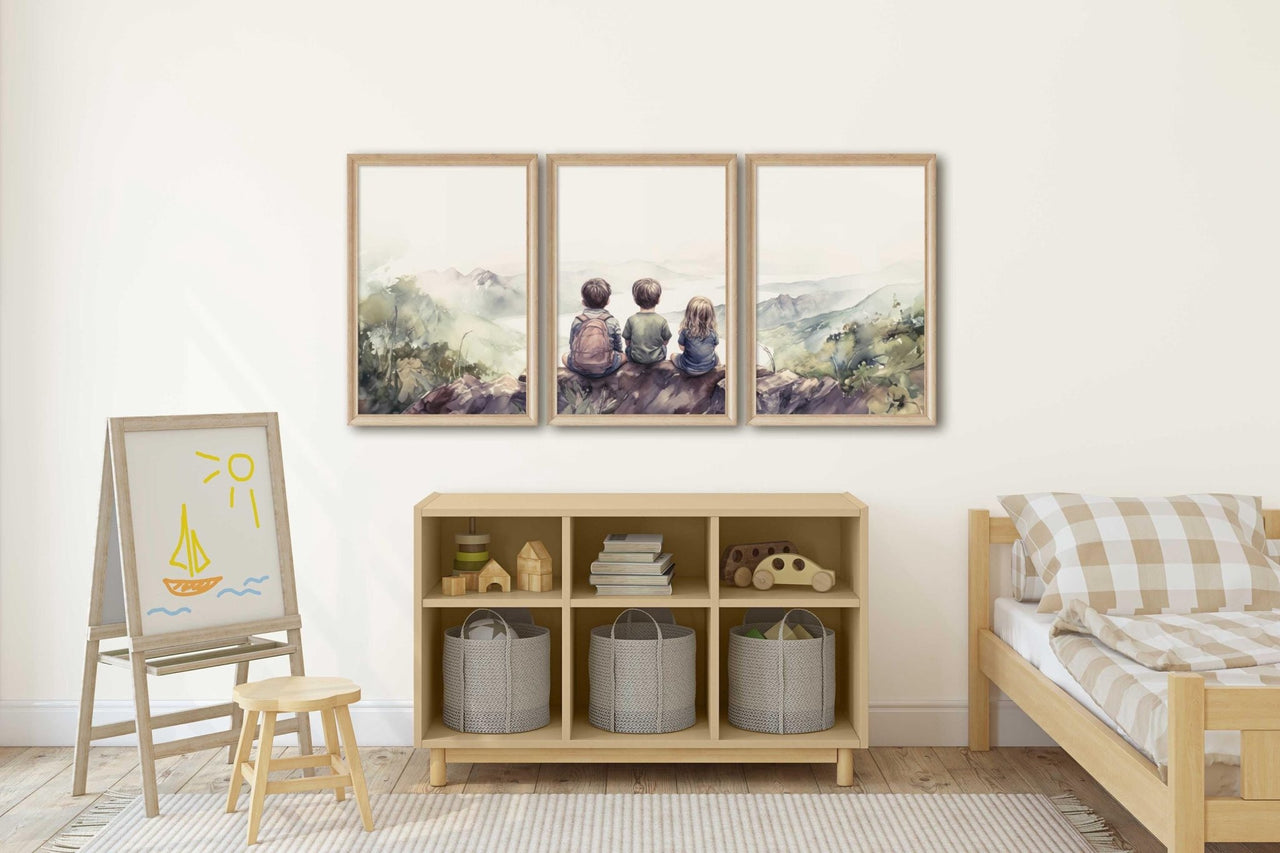 Three Siblings Wall Art – Children Nursery Print • Set of 3