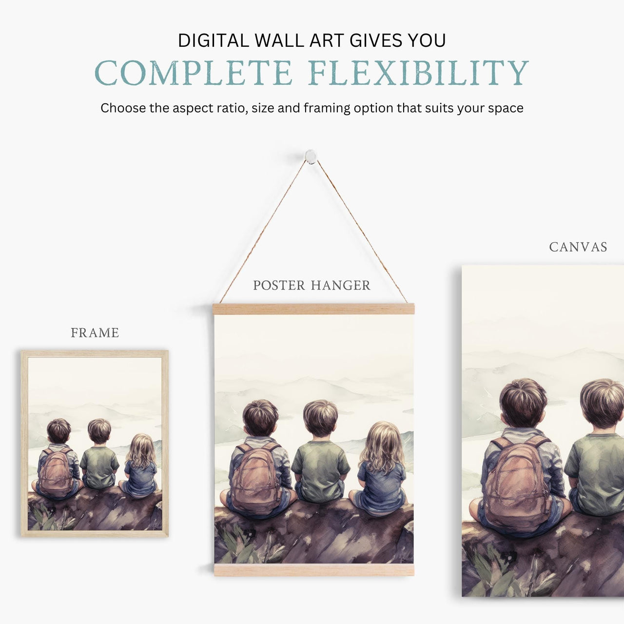 Three Siblings Wall Art – Children Nursery Print • Set of 3