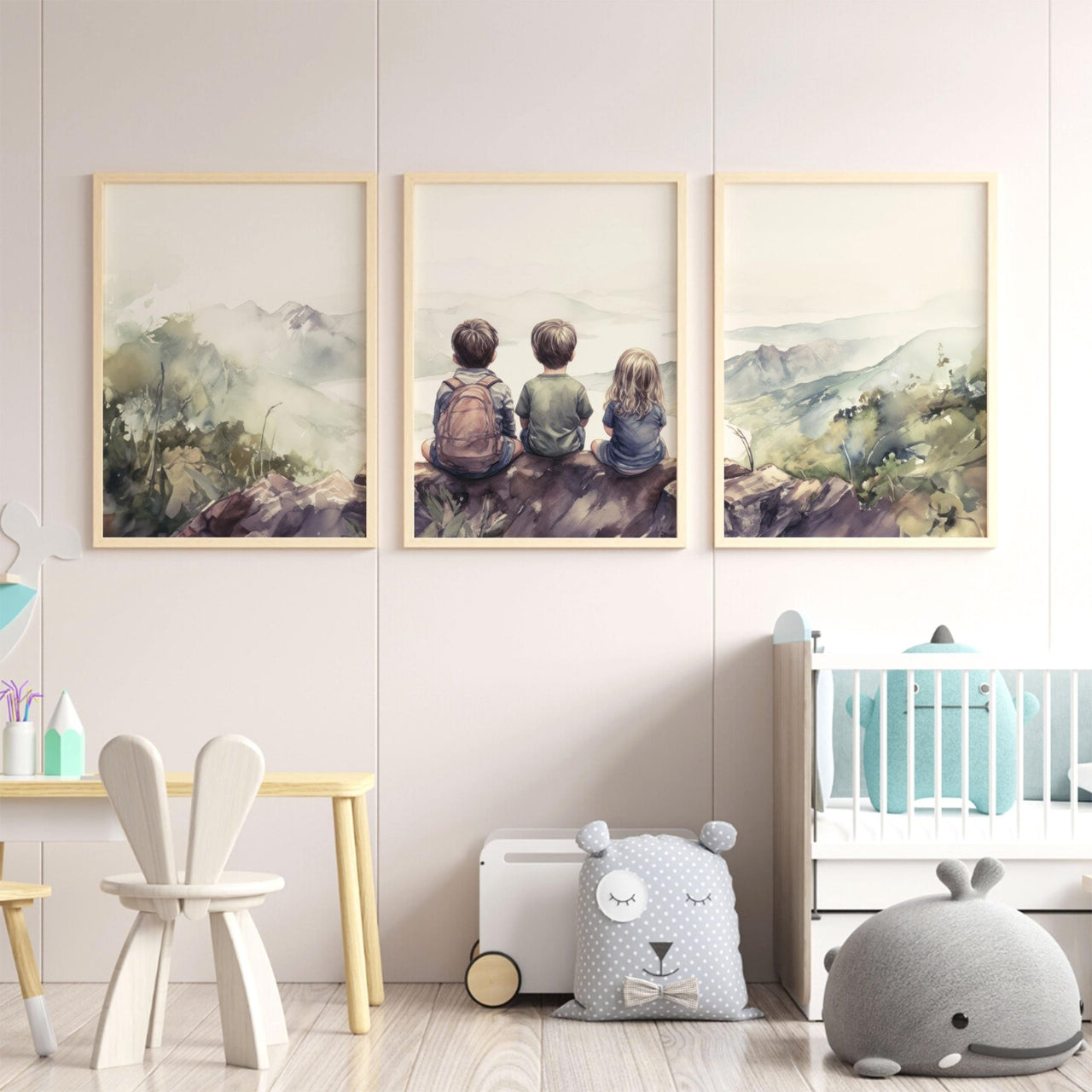 Three Siblings Wall Art – Children Nursery Print • Set of 3