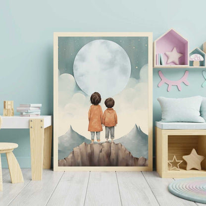 Sibling Print, Adventure Toddler Decor, Brother & Sister Wall Art - WildfieldPrints