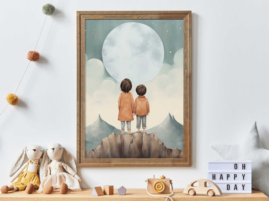 Sibling Print, Adventure Toddler Decor, Brother & Sister Wall Art - WildfieldPrints