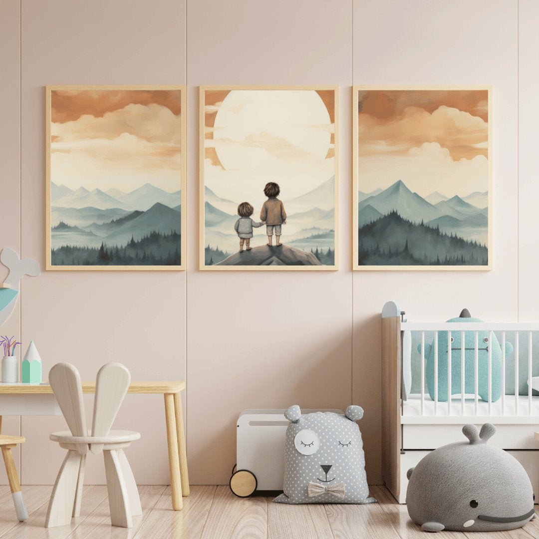 Brother Sister Wall Art – Adventure Nursery Print • Set of 3