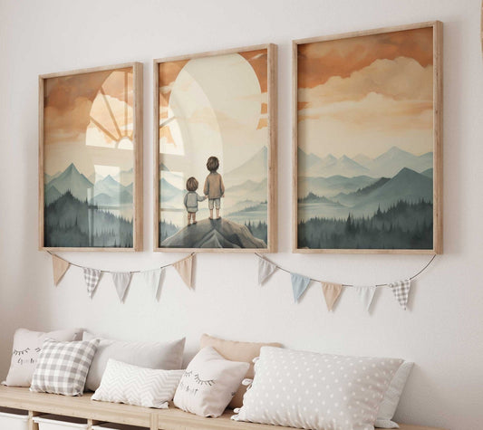 Sibling Print, Adventure Toddler Decor, Brother Sister Wall Art - WildfieldPrints