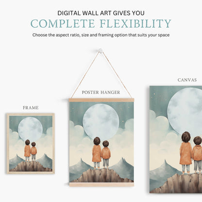 Sibling Print, Adventure Toddler Decor, Brother & Sister Wall Art - WildfieldPrints