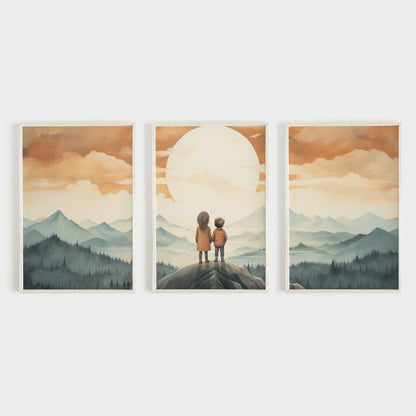 Sibling Print, Adventure Toddler Decor, Brother Sister Wall Art, Vintage Kids Room Painting - WildfieldPrints