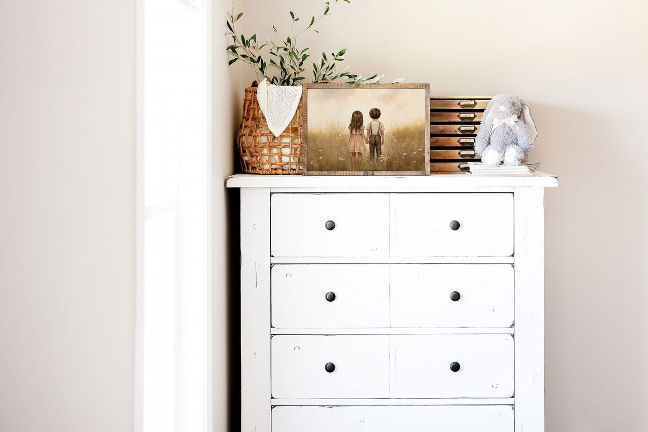 Sibling Portrait Wall Art – Family Nursery Print