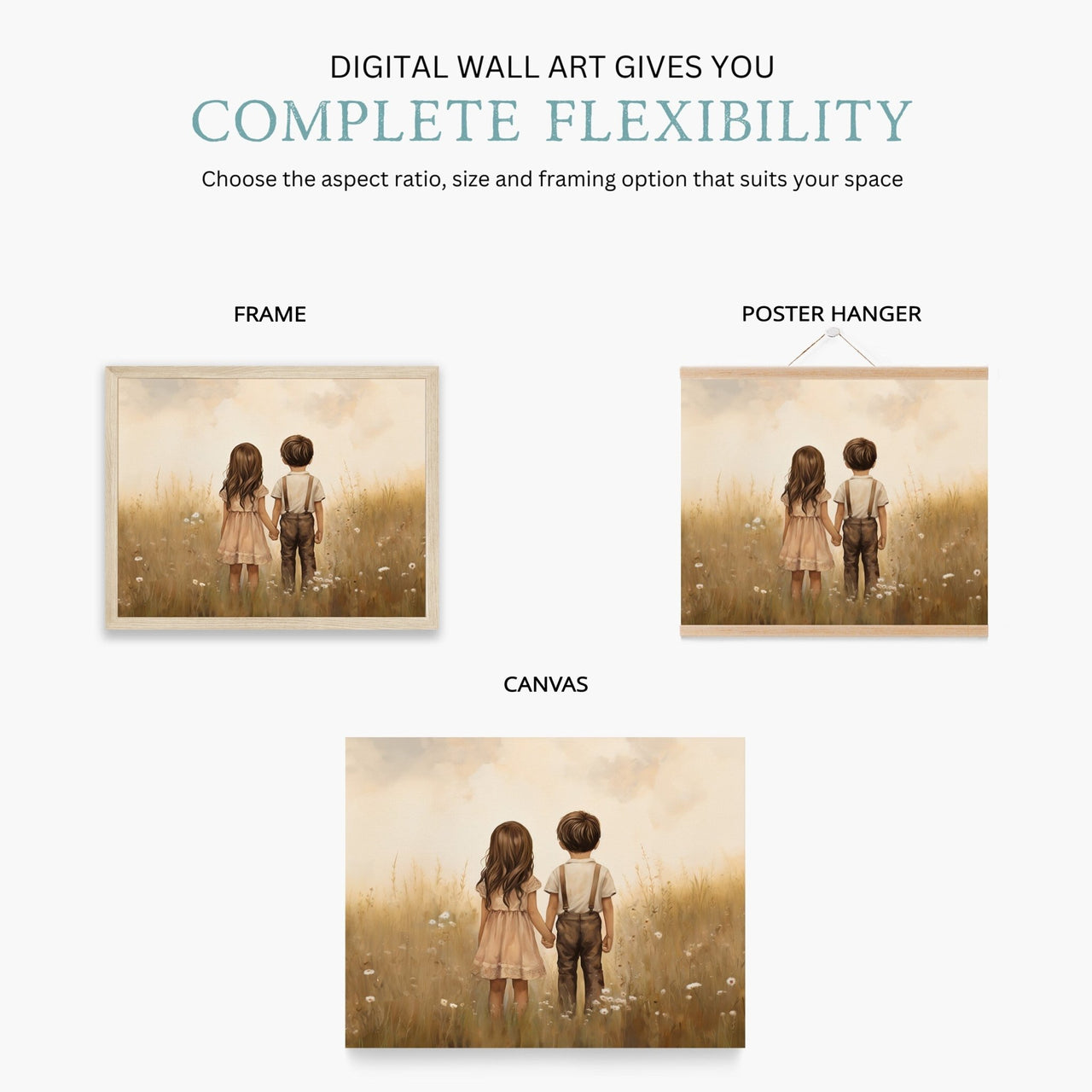 Sibling Portrait Wall Art – Family Nursery Print