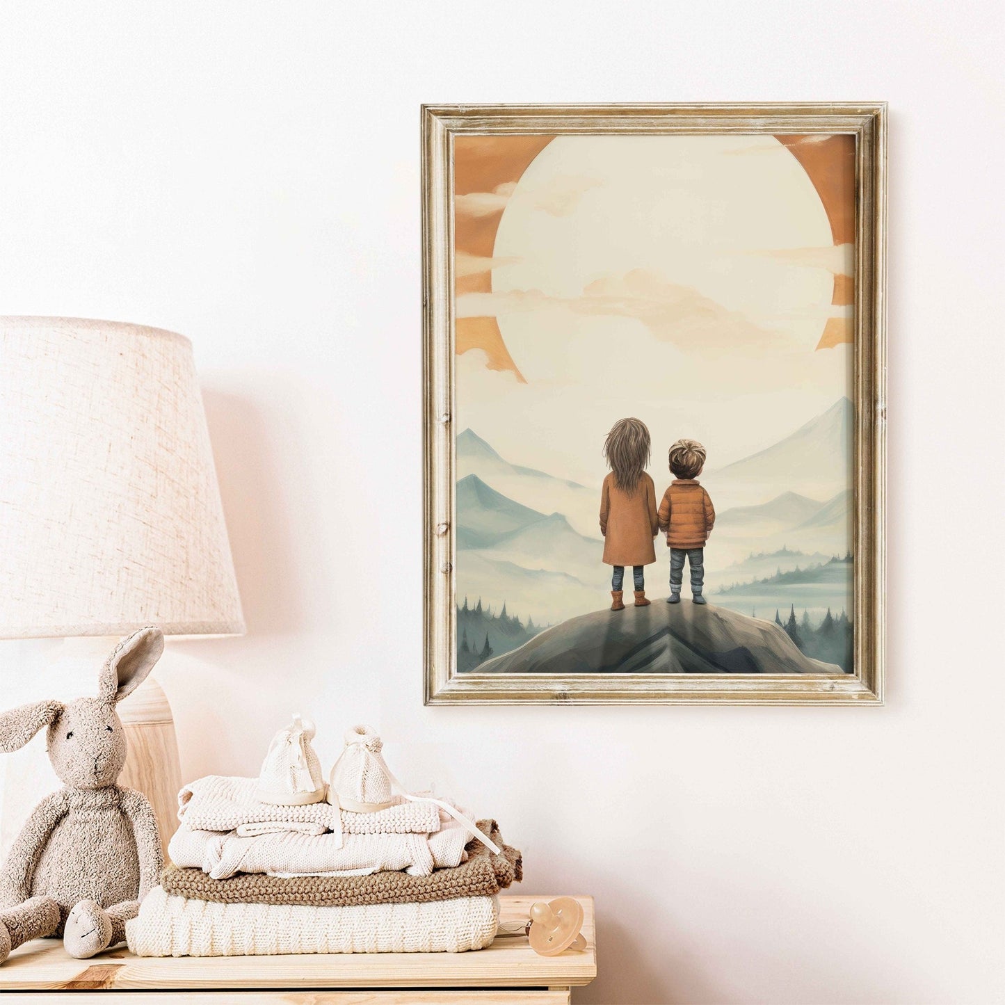Sibling Print, Brother Sister Wall Art, Adventure Decor, Vintage Kids Artwork - WildfieldPrints