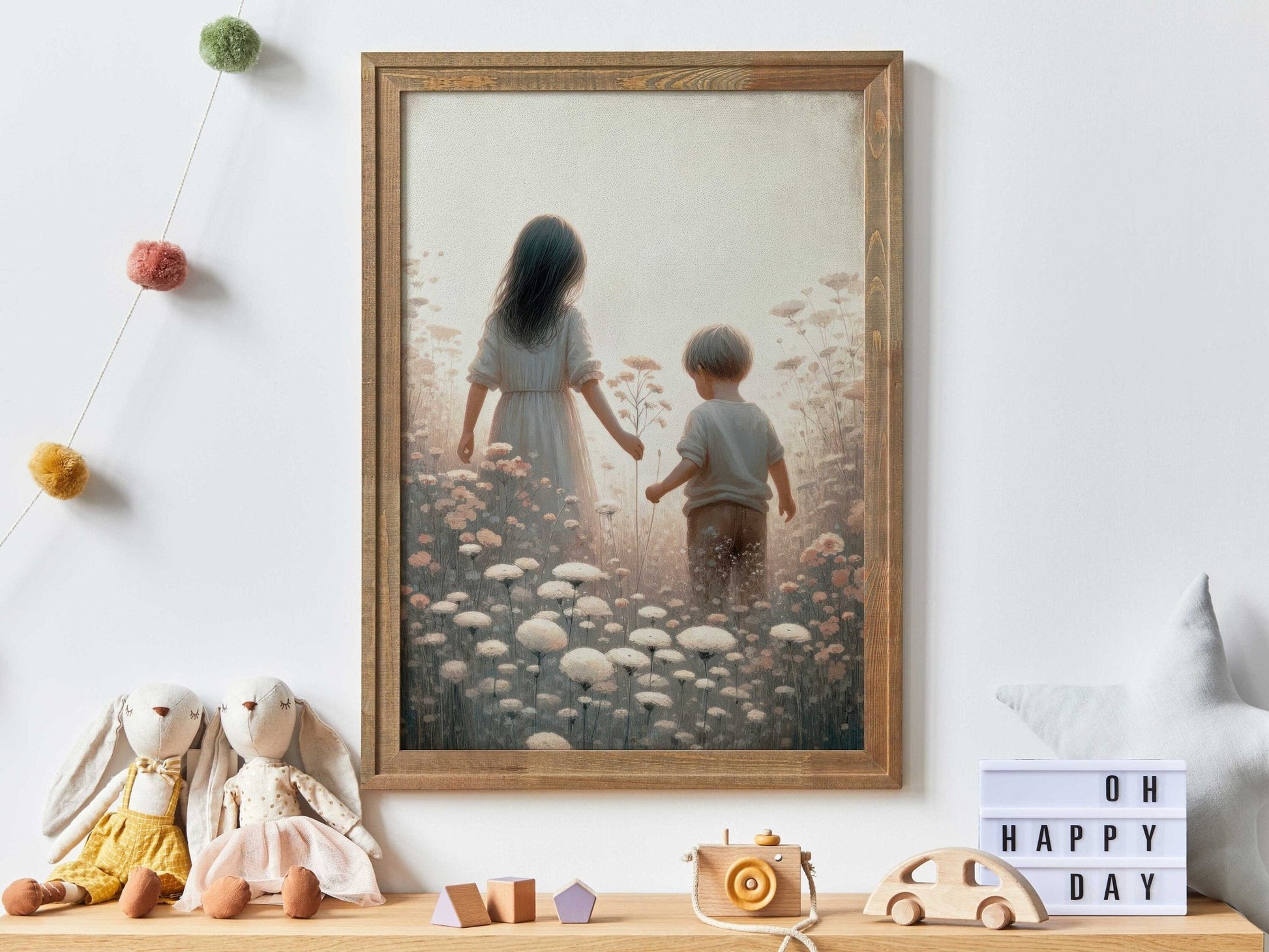 Sibling Print, Brother & Sister Wall Art, Shared Kids Room Decor - WildfieldPrints