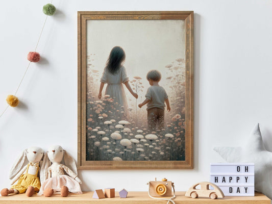 Sibling Print, Brother & Sister Wall Art, Shared Kids Room Decor - WildfieldPrints