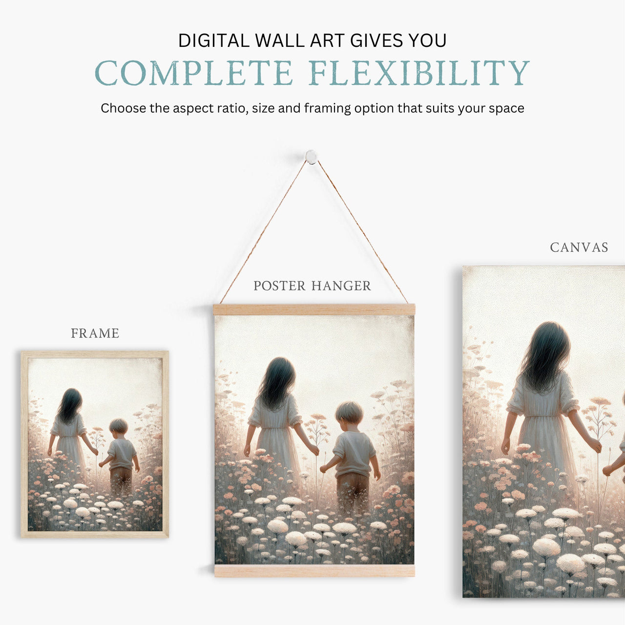 Brother & Sister Wall Art – Sibling Kids Room Print