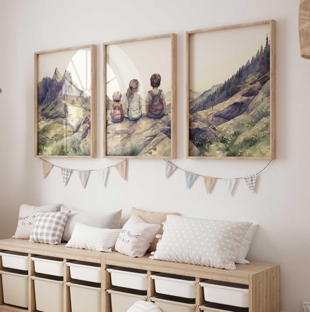 Sibling Portraits Wall Art – Family Nursery Print • Set of 3