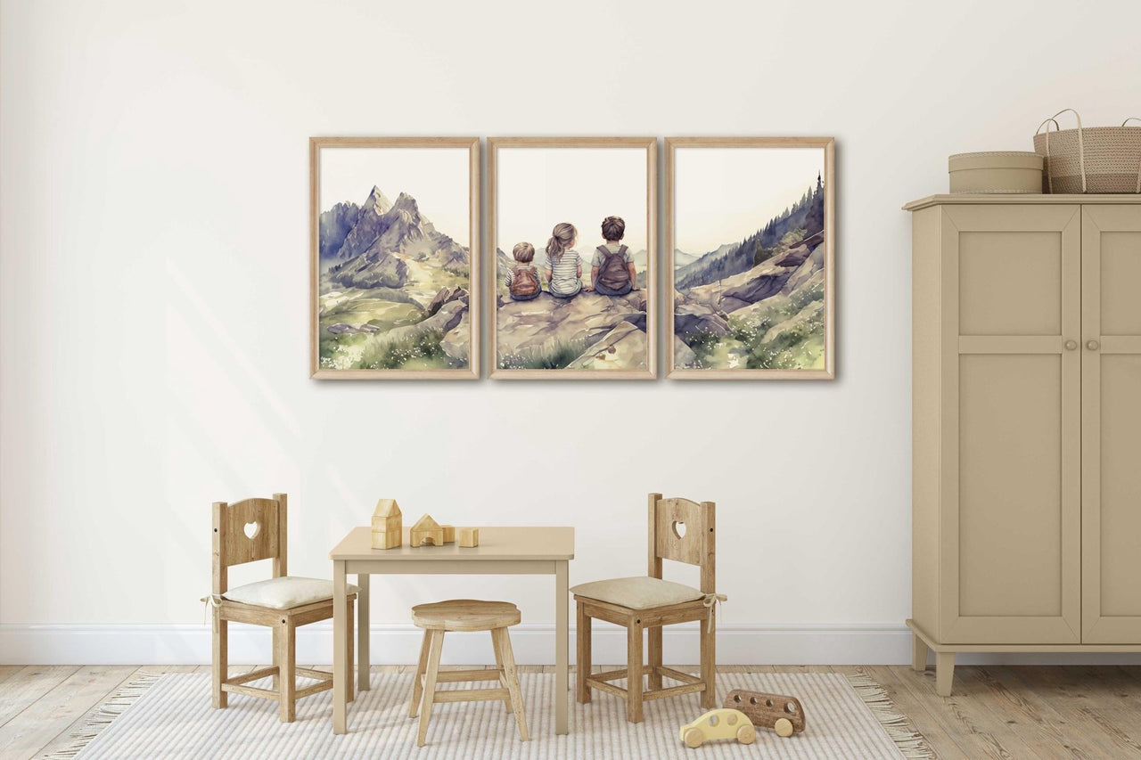 Sibling Portraits Wall Art – Family Nursery Print • Set of 3